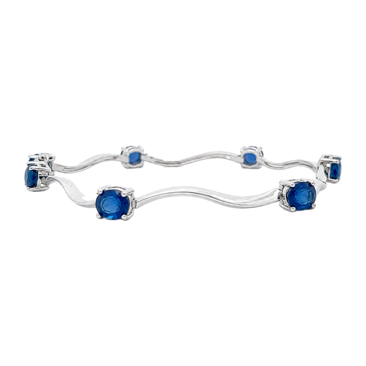 Sapphire Bracelet 3.36CT 14K White Gold Oval