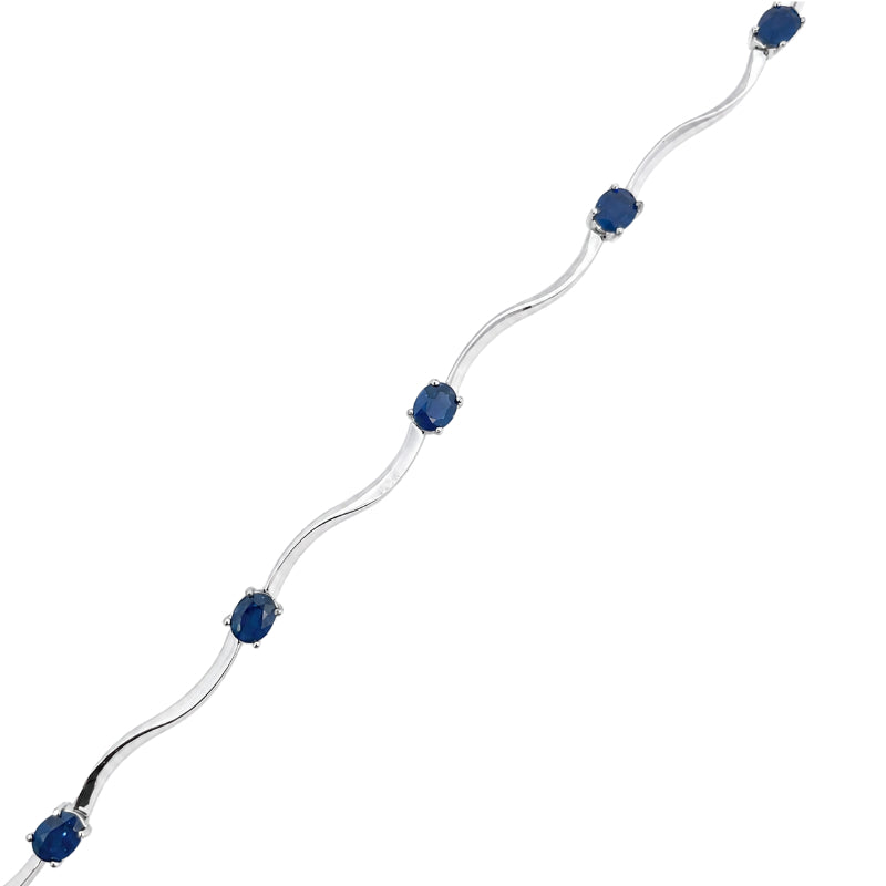 Sapphire Bracelet 3.36CT 14K White Gold Oval