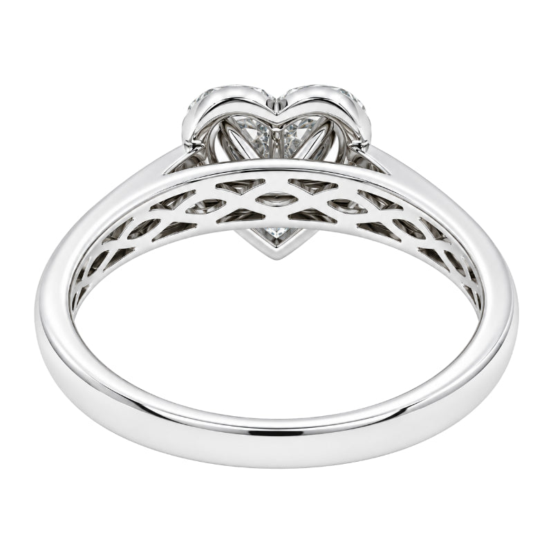 Diamond Heart Cluster Halo Ring 14K White Gold 0.62CTW