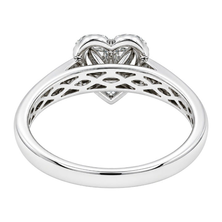 Diamond Heart Cluster Halo Ring 14K White Gold 0.62CTW