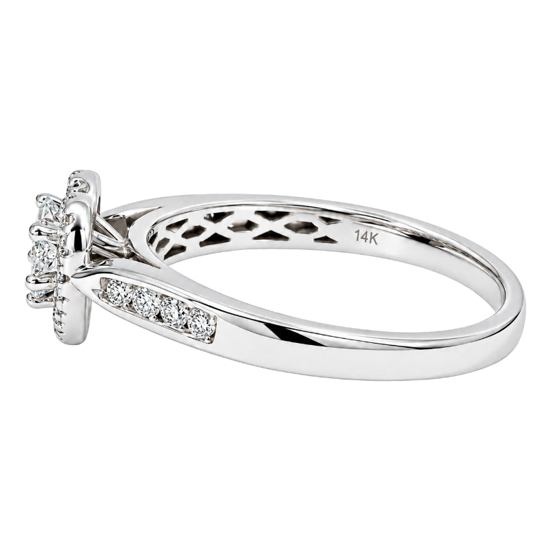 Diamond Heart Cluster Halo Ring 14K White Gold 0.62CTW
