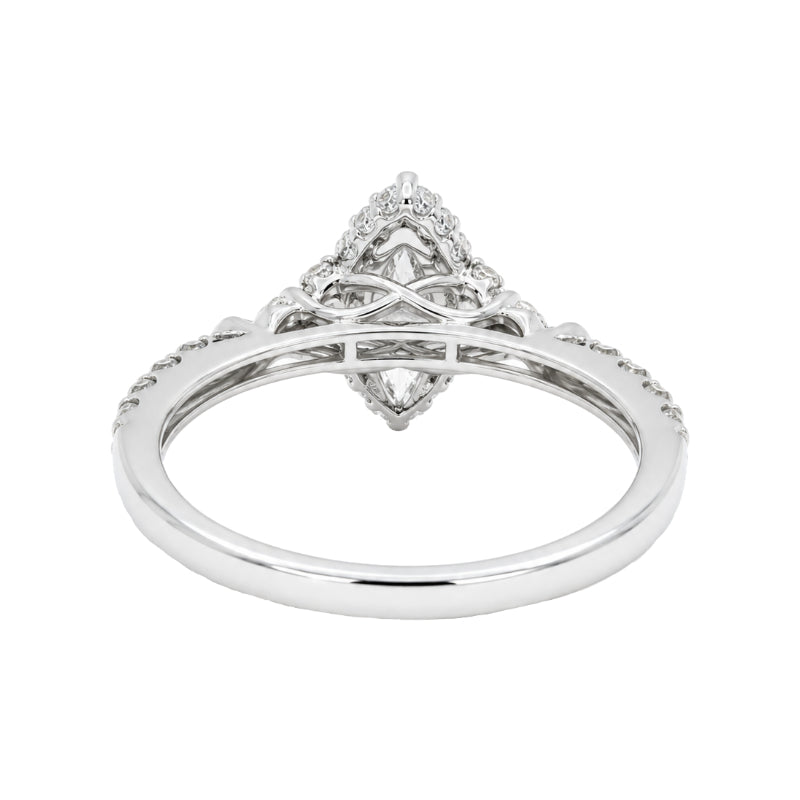 Marquise Diamond Nature Halo Engagement Ring 14K White Gold .70CTW