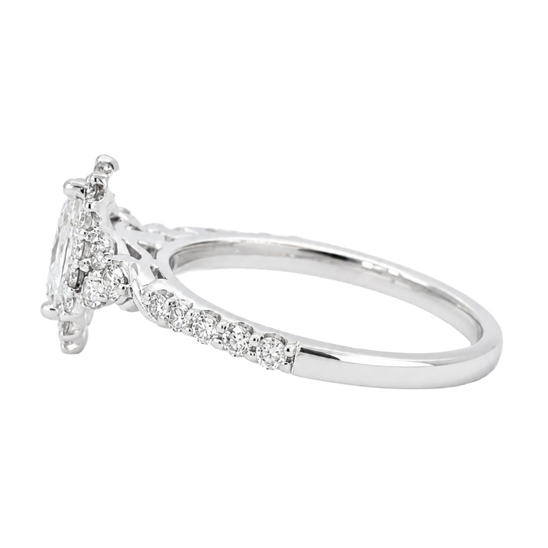 Marquise Diamond Nature Halo Engagement Ring 14K White Gold .70CTW