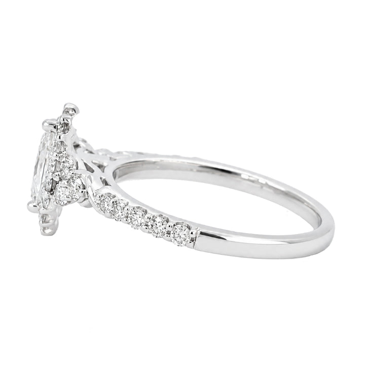 Marquise Diamond Nature Halo Engagement Ring 14K White Gold .70CTW