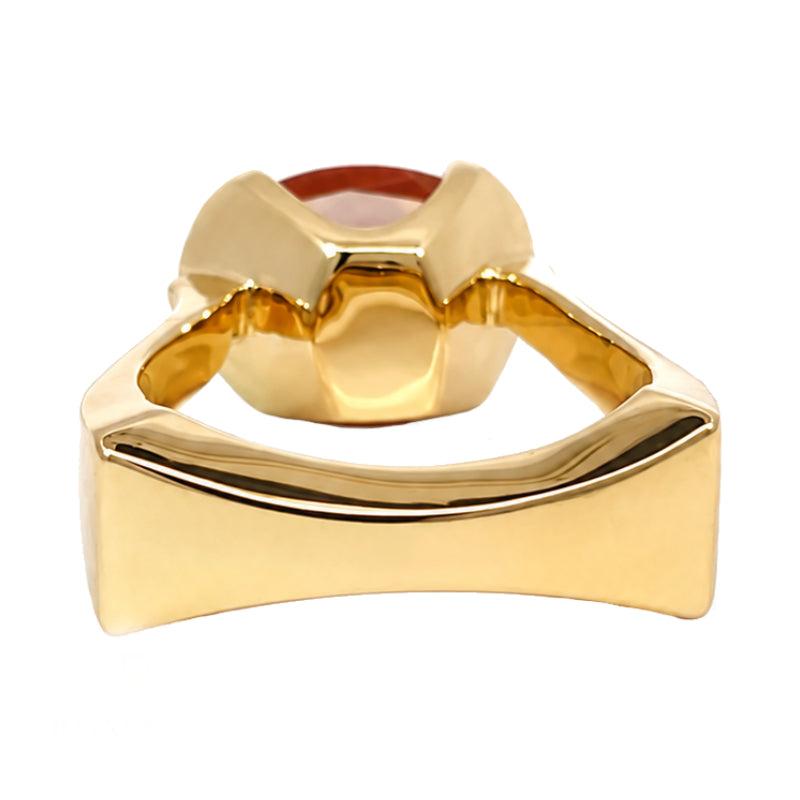 Peach Morganite Semi Bezel Ring 14K Yellow Gold 2.56CT