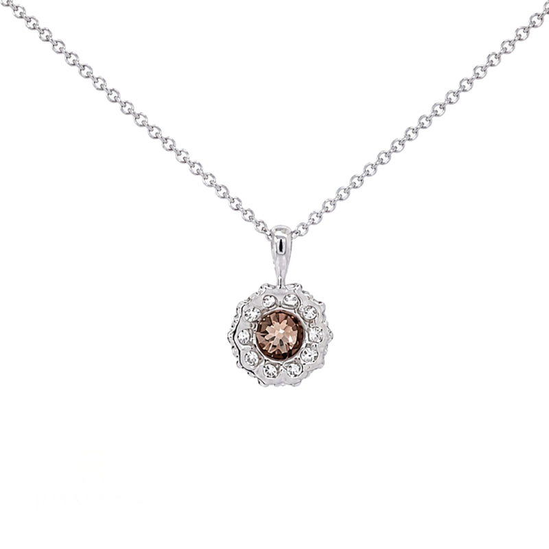 Chocolate Old European Diamond Halo Pendant .67CT Platinum