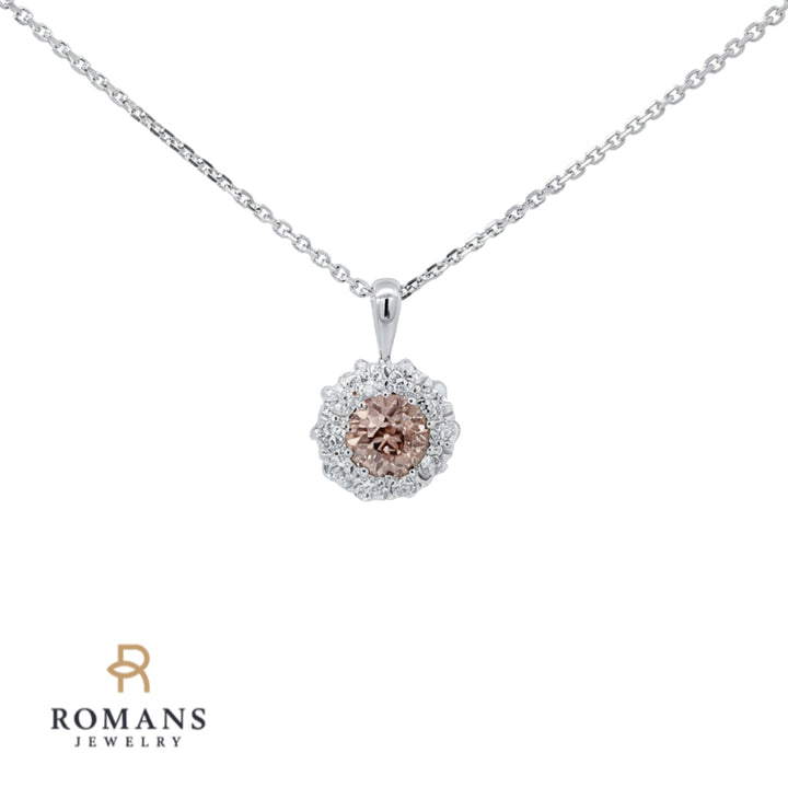 Chocolate Old European Diamond Halo Pendant .67CT Platinum