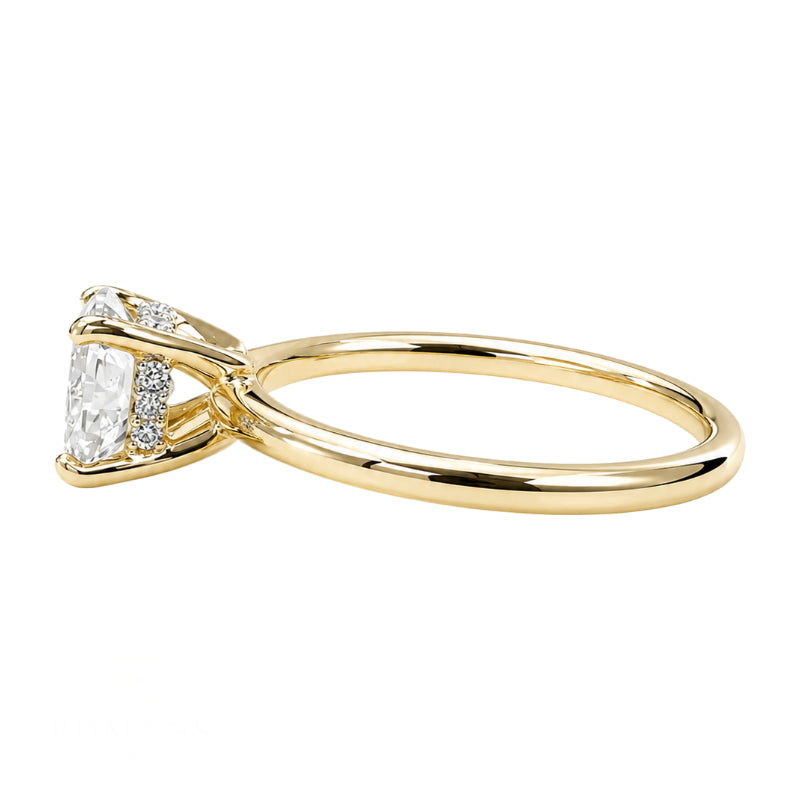 Diamond Hidden Halo Engagement Ring 1CT 14K Yellow Gold Solitaire GIA
