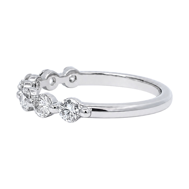 Shared Prong Diamond Band 1.04CT 18K White Gold Elegant
