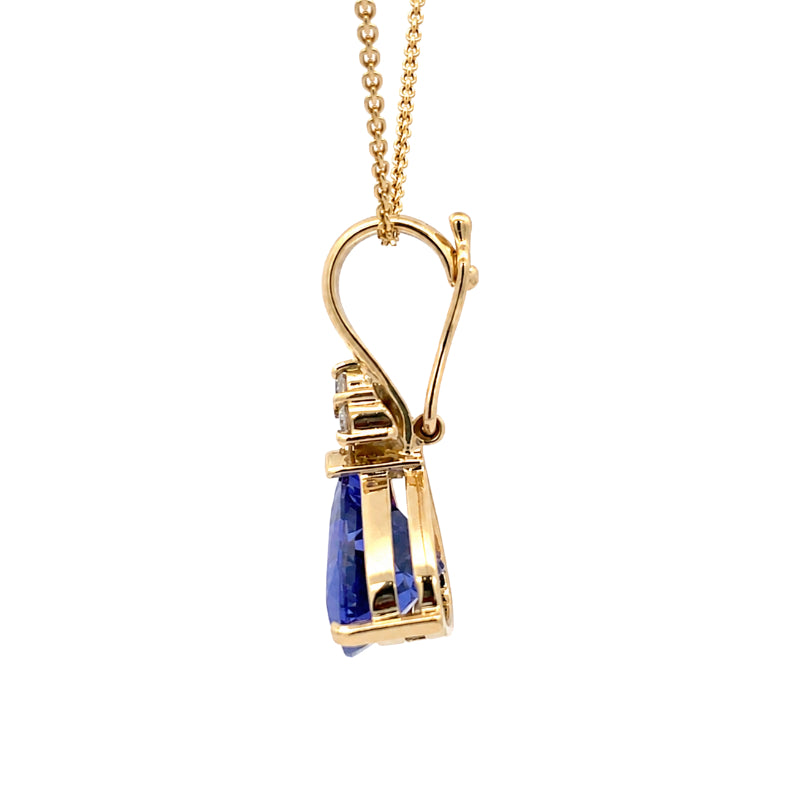 Tanzanite Diamond Pendant 18K Yellow Gold 5CTW GIA