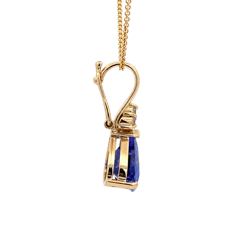 Tanzanite Diamond Pendant 18K Yellow Gold 5CTW GIA