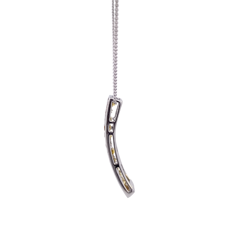 Yellow Sapphire Double Row Bar Pendant 3.12CTW 14K White Gold