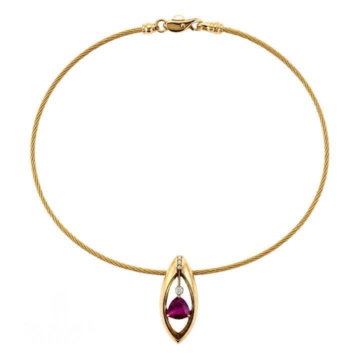 Pink Tourmaline Diamond Necklace 18K Yellow Gold 5.33CTW