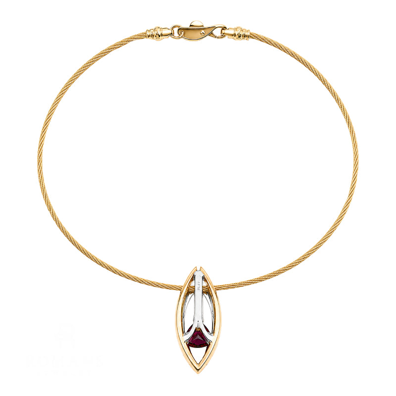 Pink Tourmaline Diamond Necklace 18K Yellow Gold 5.33CTW