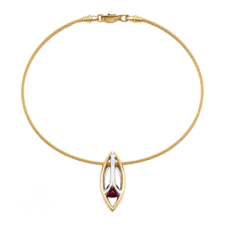 Pink Tourmaline Diamond Necklace 18K Yellow Gold 5.33CTW