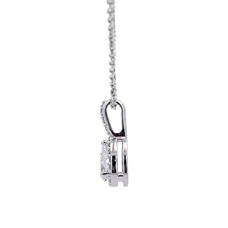 Pear Cut Diamond Halo Pendant 0.34CT 14K White Gold GIA