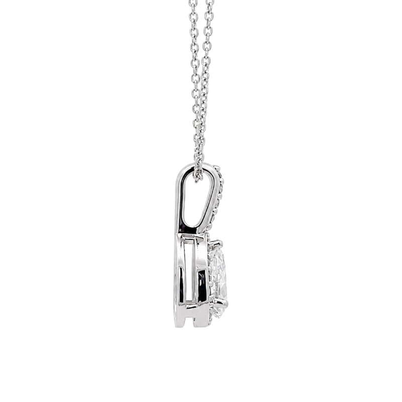 Pear Cut Diamond Halo Pendant 0.34CT 14K White Gold GIA