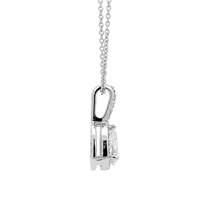 Pear Cut Diamond Halo Pendant 0.34CT 14K White Gold GIA