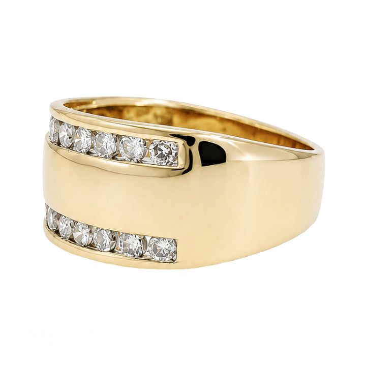 Diamond Double Row Channel Band .60CTW 10K Yellow Gold