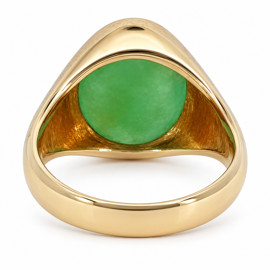 Jade Cabochon Ring 14K Yellow Gold