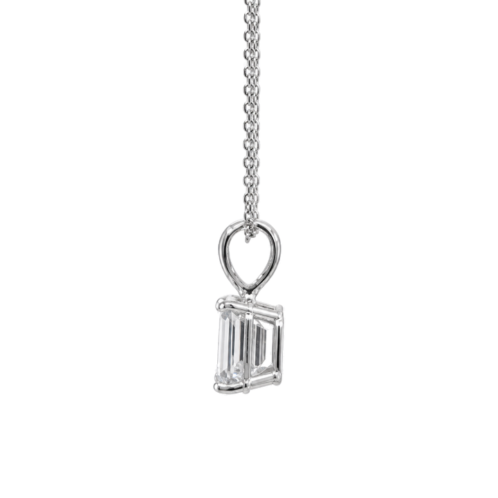 Emerald Cut Diamond Solitaire Pendant 0.53CT 14K White Gold