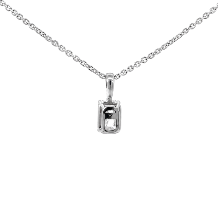 Emerald Cut Diamond Solitaire Pendant 0.53CT 14K White Gold