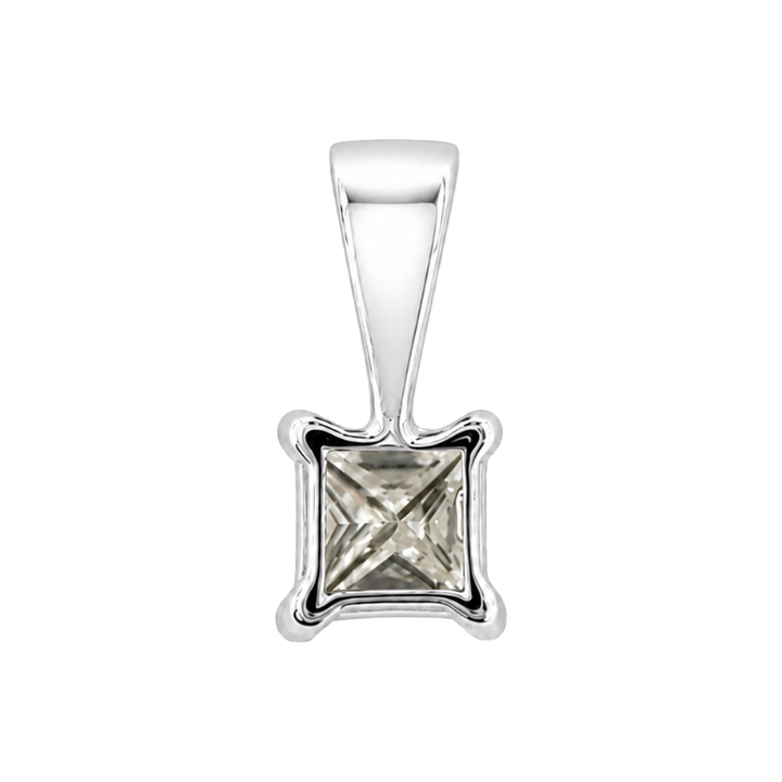 Princess Cut Diamond Solitaire Pendant 14K White Gold .33CT