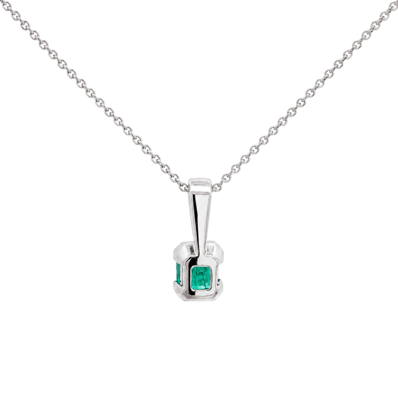 Emerald Semi Bezel Pendant 0.75CT 14K White Gold