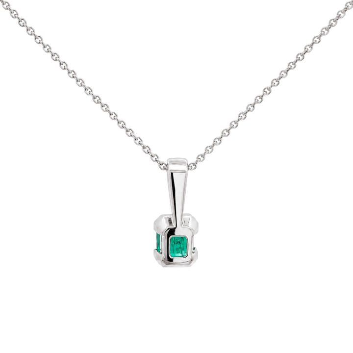 Emerald Semi Bezel Pendant 0.75CT 14K White Gold