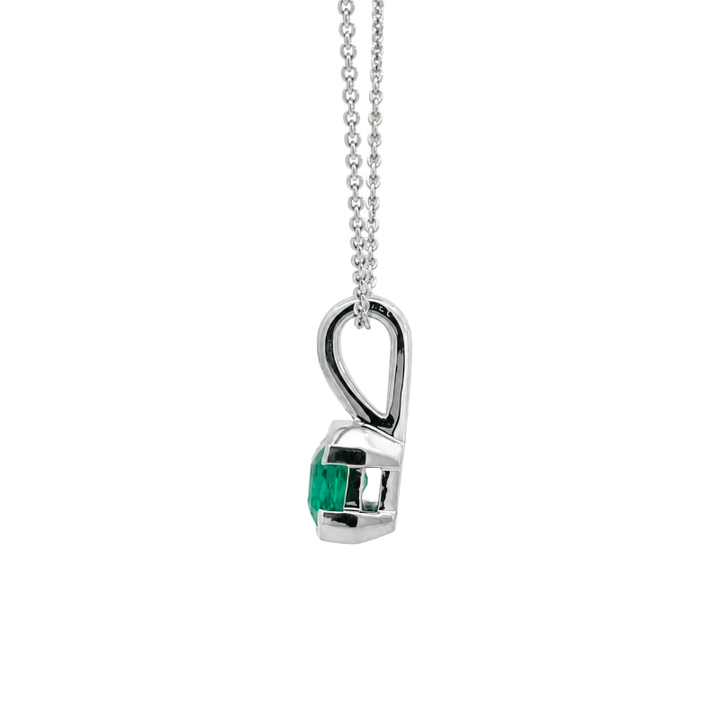 Emerald Semi Bezel Pendant 0.75CT 14K White Gold