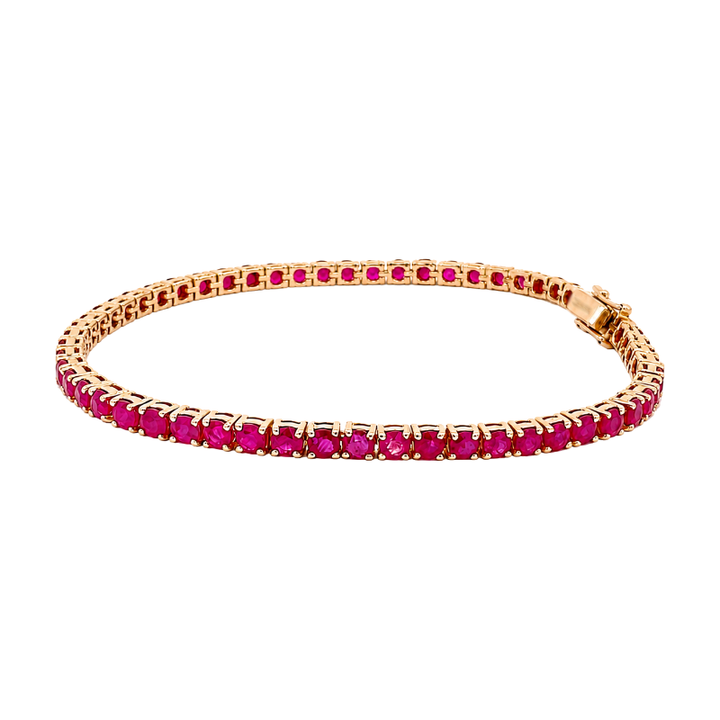 Ruby Tennis Bracelet 6.72CTW 14K Yellow Gold
