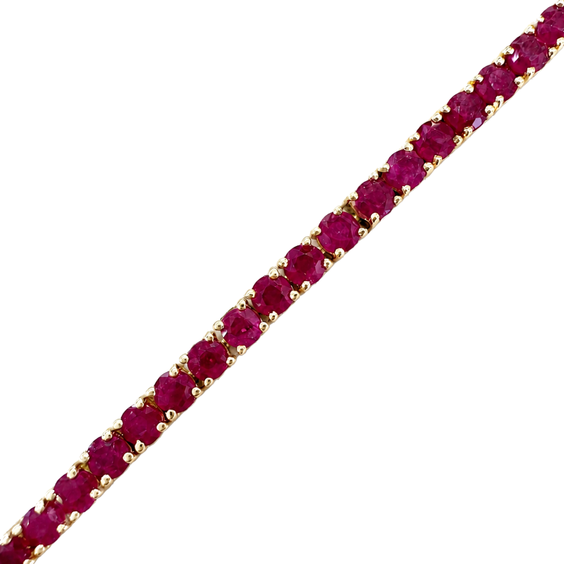 Ruby Tennis Bracelet 6.72CTW 14K Yellow Gold