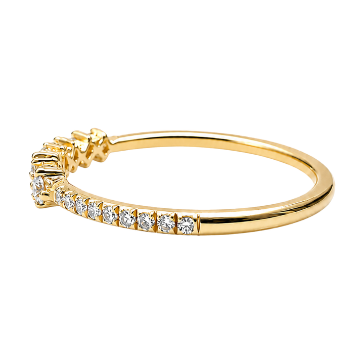 Diamond Band Alternating Baguette Round 14K Yellow Gold .16CTW