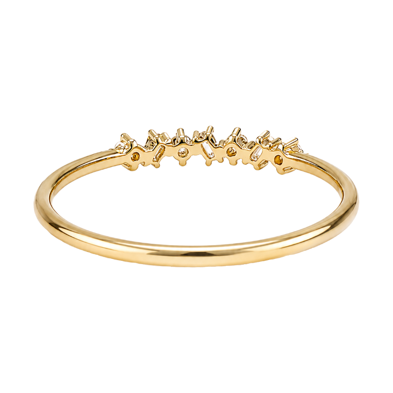 Diamond Band Alternating Baguette Round 14K Yellow Gold .16CTW