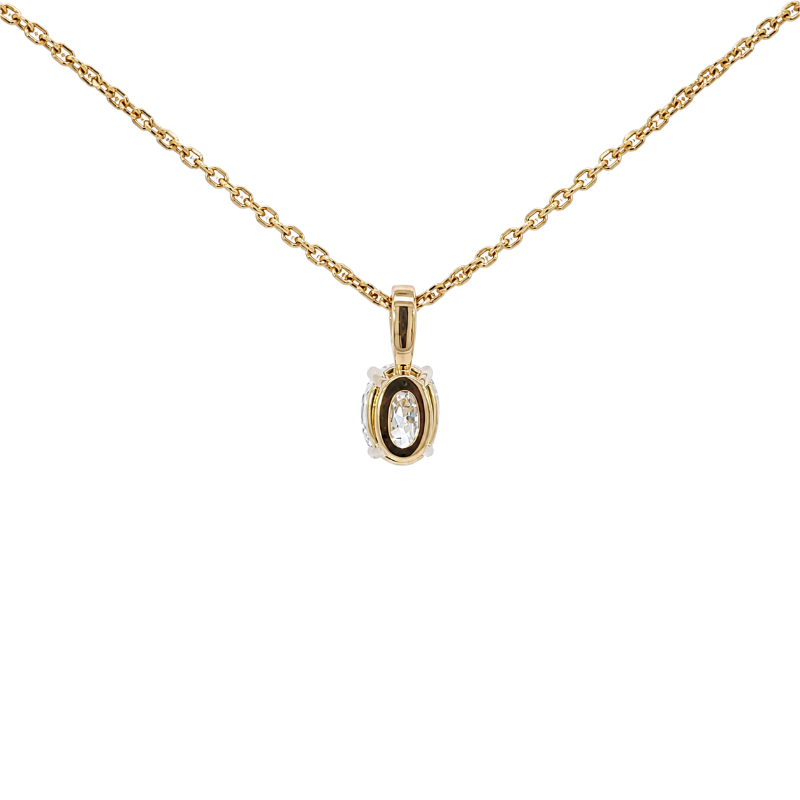 Oval Diamond Solitaire Pendant 0.51CT GIA 14K Yellow Gold