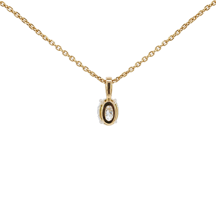 Oval Diamond Solitaire Pendant 0.51CT GIA 14K Yellow Gold