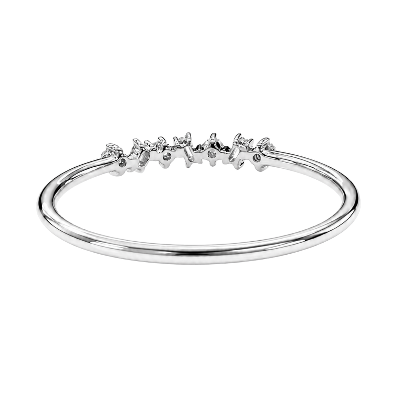 Diamond Band Alternating Baguette Round 14K White Gold .16CTW