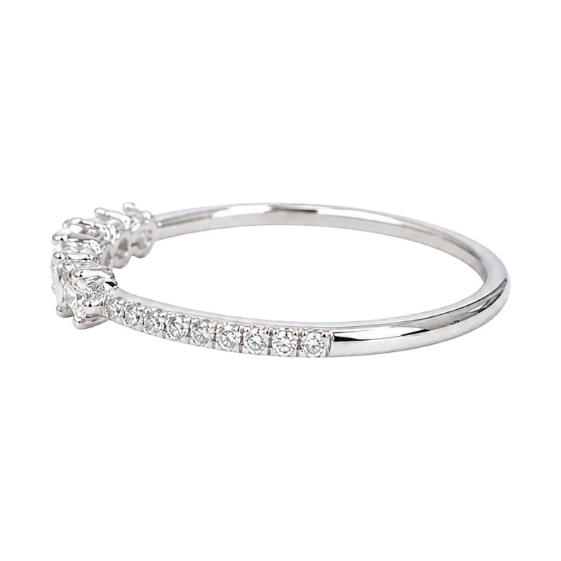 Diamond Band Alternating Baguette Round 14K White Gold .16CTW