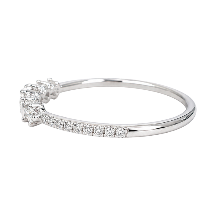 Diamond Band Alternating Baguette Round 14K White Gold .16CTW