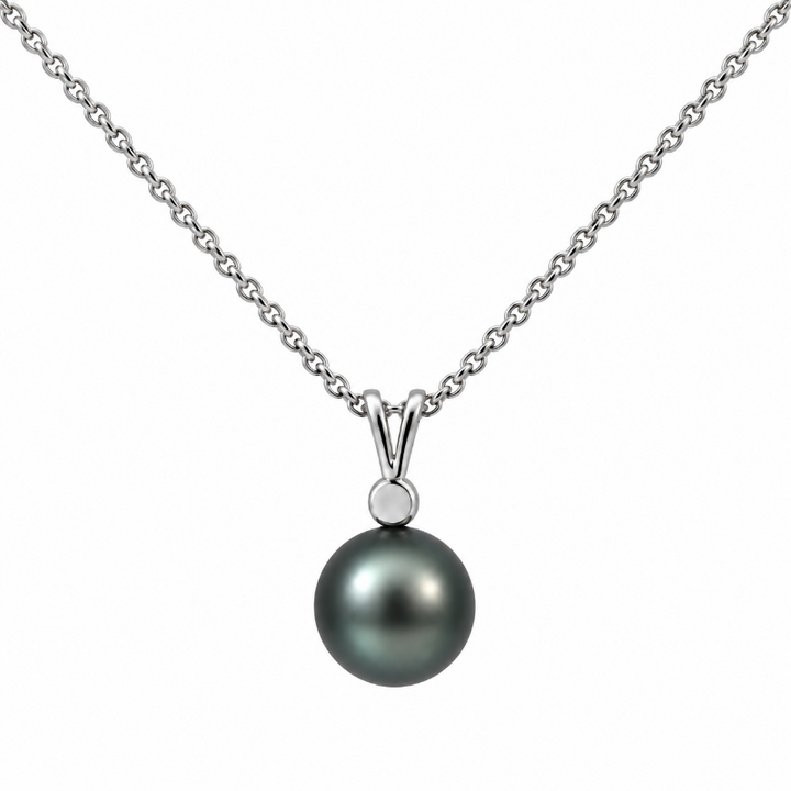 Tahitian Pearl 8MM Diamond Pendant 14K White Gold