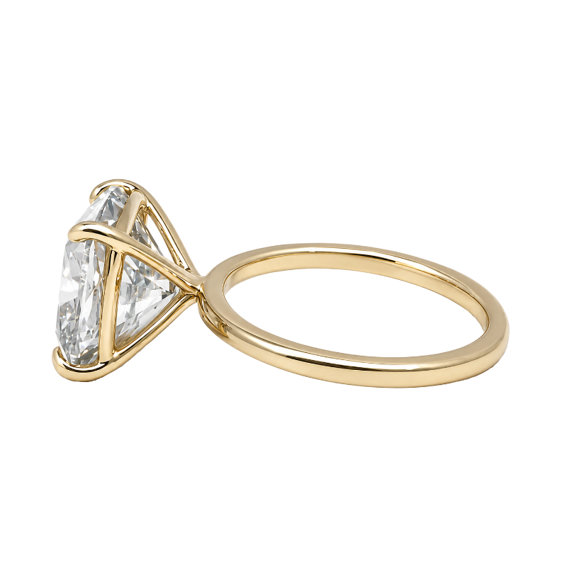 Lab Grown Cushion Diamond Solitaire Ring 5.29CT 14K Yellow Gold