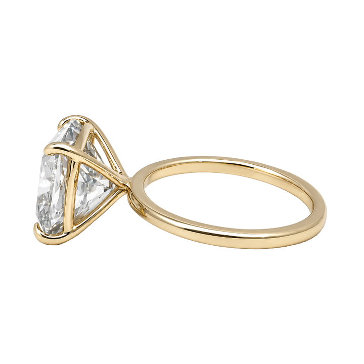 Lab Grown Cushion Diamond Solitaire Ring 5.29CT 14K Yellow Gold