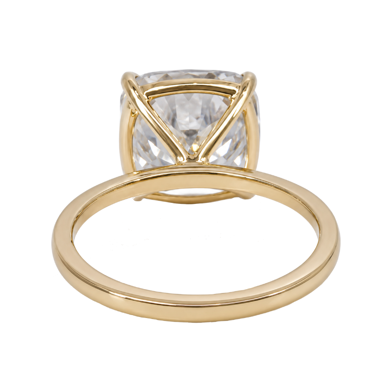 Lab Grown Cushion Diamond Solitaire Ring 5.29CT 14K Yellow Gold