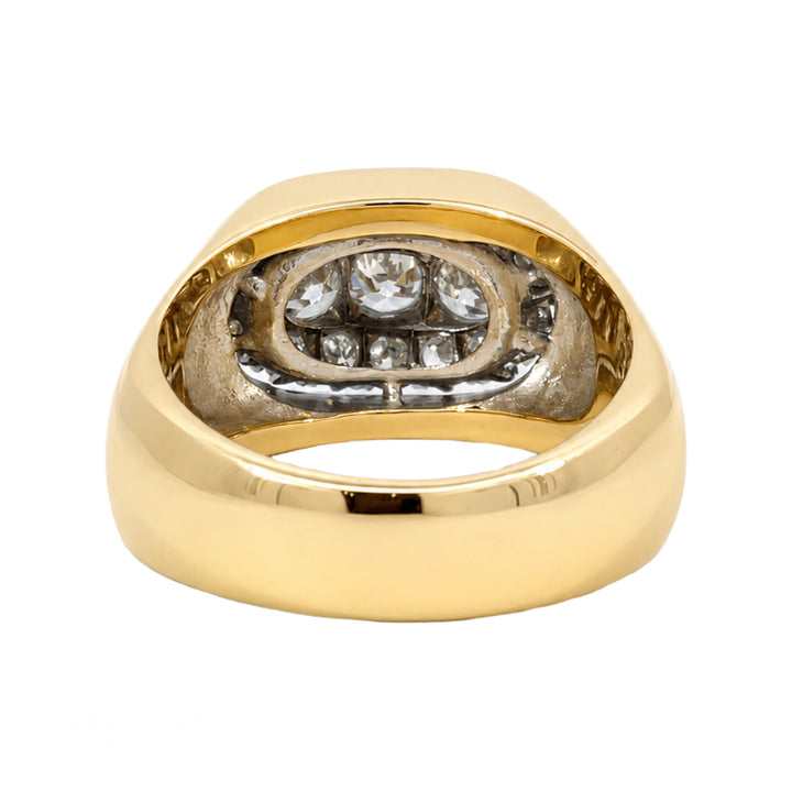 Diamond Cluster Mens Band 14K Yellow Gold 1.35CTW