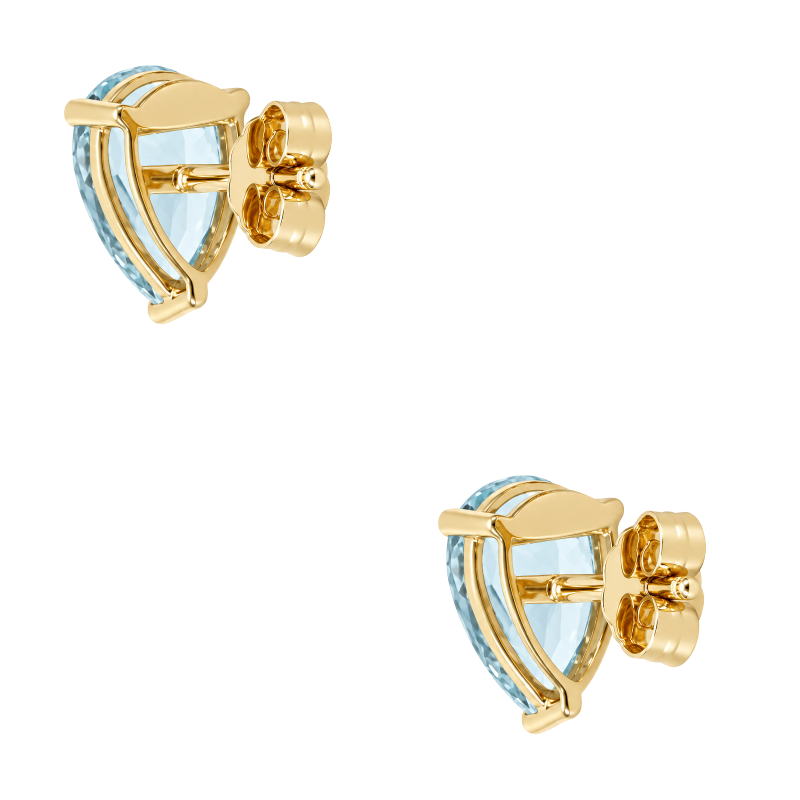Aquamarine Pear Cut Stud Earrings 2.45CTW 14K Yellow Gold