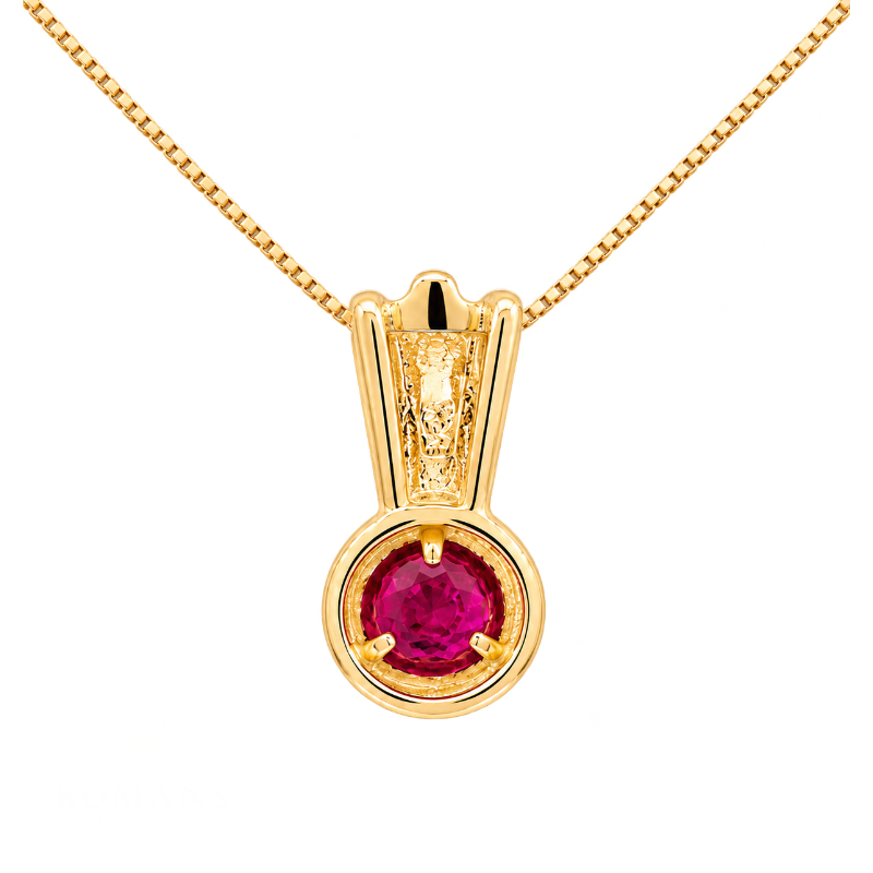 Ruby Retro Slider Pendant .41CT 14K Yellow Gold