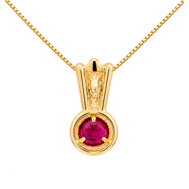 Ruby Retro Slider Pendant .41CT 14K Yellow Gold