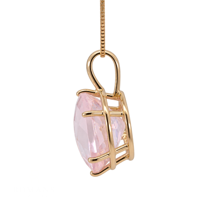 Morganite Checkered Cut Pendant 5.67CT 14K Yellow Gold