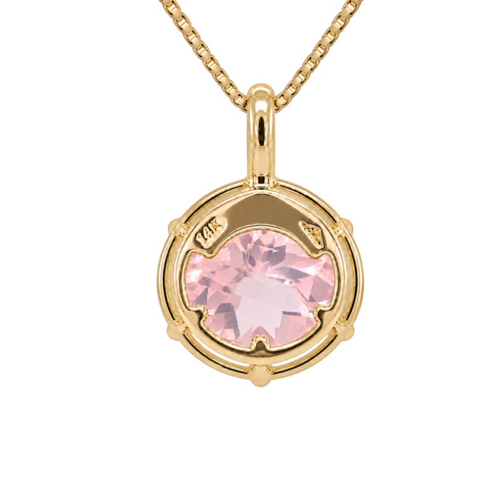 Morganite Checkered Cut Pendant 5.67CT 14K Yellow Gold