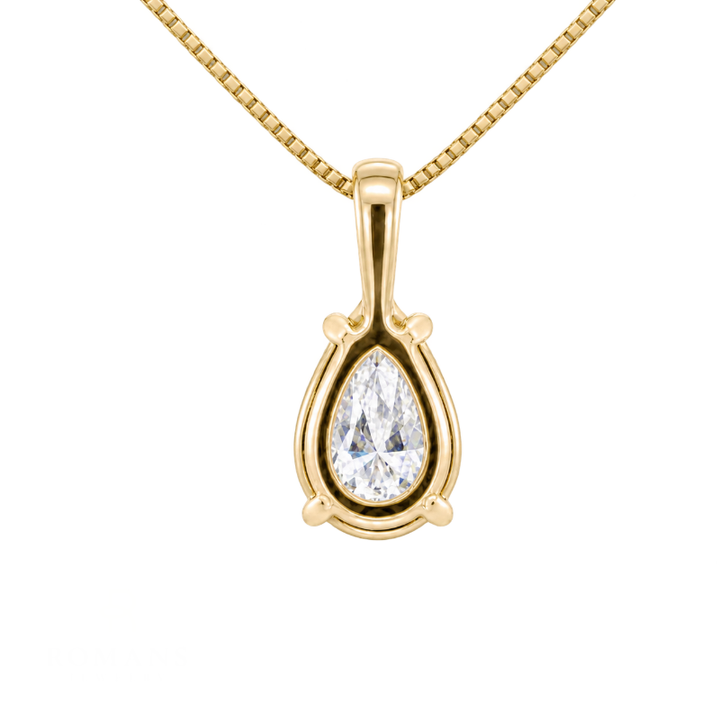 Pear Cut Diamond Solitaire Pendant 0.75CT 14K Yellow Gold